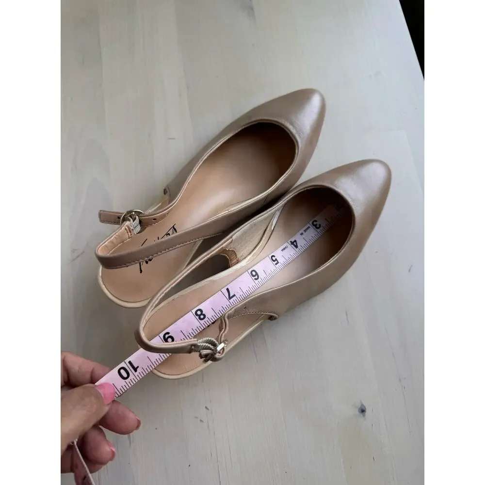 Trotters Keely Beige Leather Kitten Heel Pumps Comfort Dress Shoes Size 6